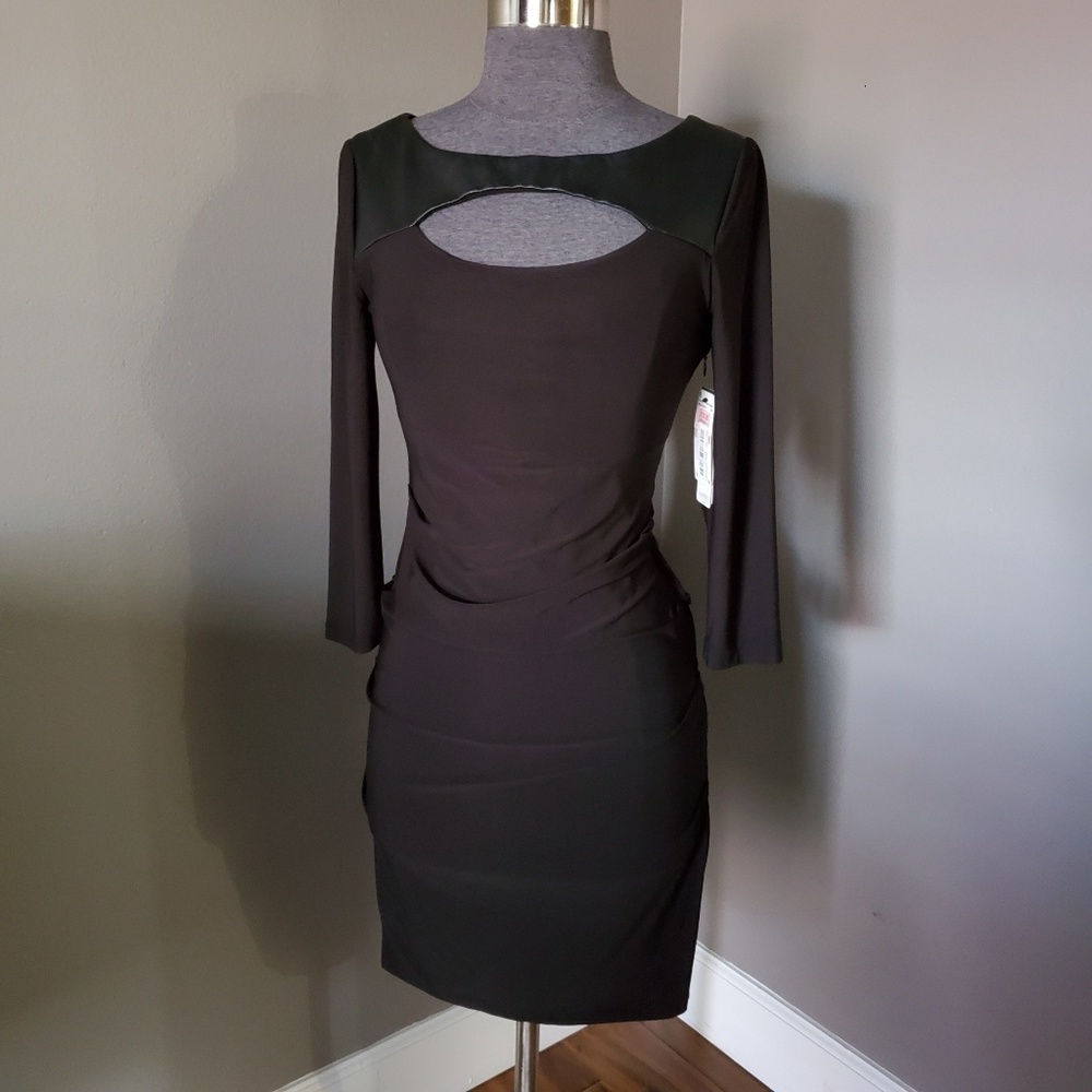 Laundry by Shelli Segal Leather Yoke Dress - Picture 3 of 8